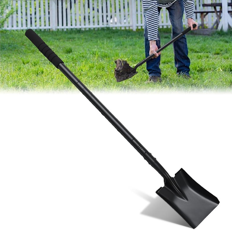 TwinkleTool Small Square Shovel for Digging with Metal Handle, 43.3 Inch Heavy Duty Small Shovel, Trench Shovels Ideal for Digging Gardening Trenching Camping Planting Transferring, Black - Image 1
